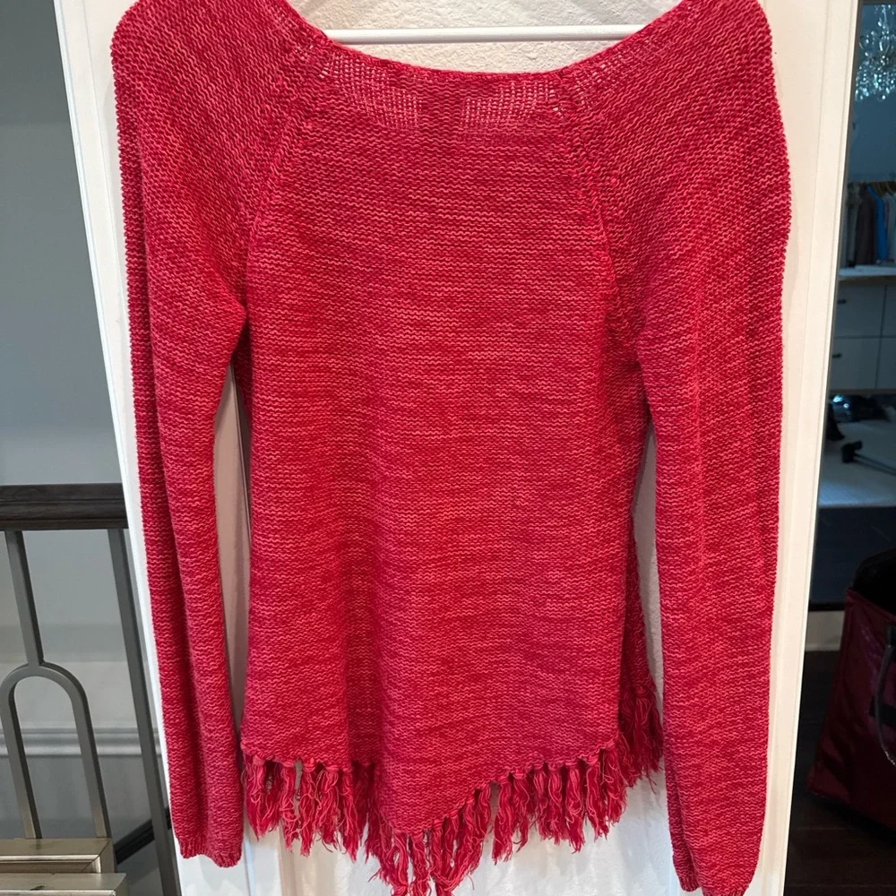 American Rag Red Fringe Sweater - Picture 4 of 4